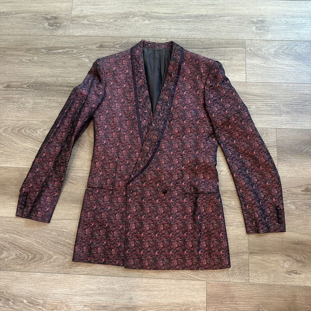 Vtg Brioni Italy 100% Silk Paisley Brocade Smoking Jacket Tuxedo Blazer Sz 38R